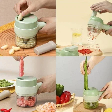 Cortador Elétrico De Legumes 4 Em 1 Sem Fio Alho Com Carregamento USB Triturador Durável - Achou Resolveu - Utilidades domésticas