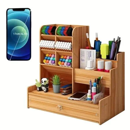 Organizador De Mesa Escritório Multiuso C/ Gaveta Nicho Canetas - Achou Resolveu - Utilidades domésticas