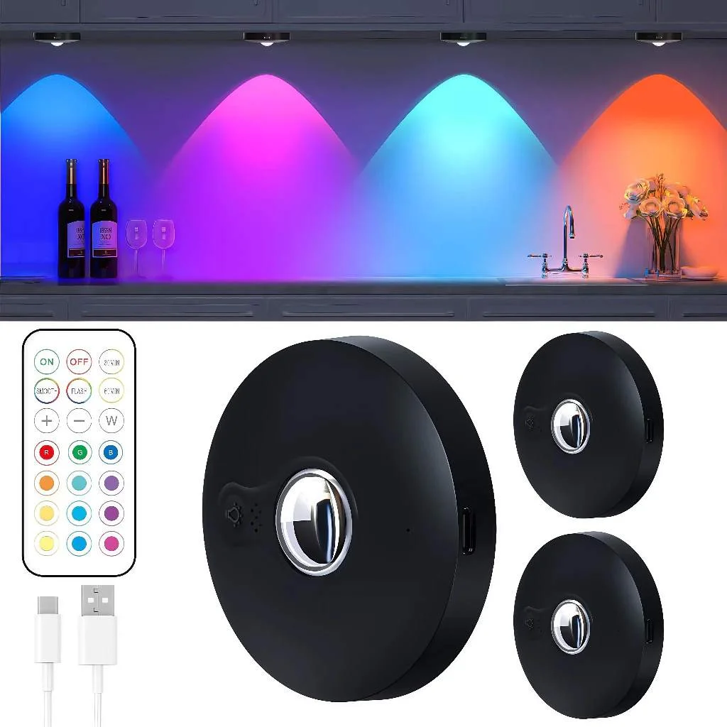 Kit 3 Luminária Spot LED RGB Magnética Recarregável - Loja de Demonstração - Casa e Decoração