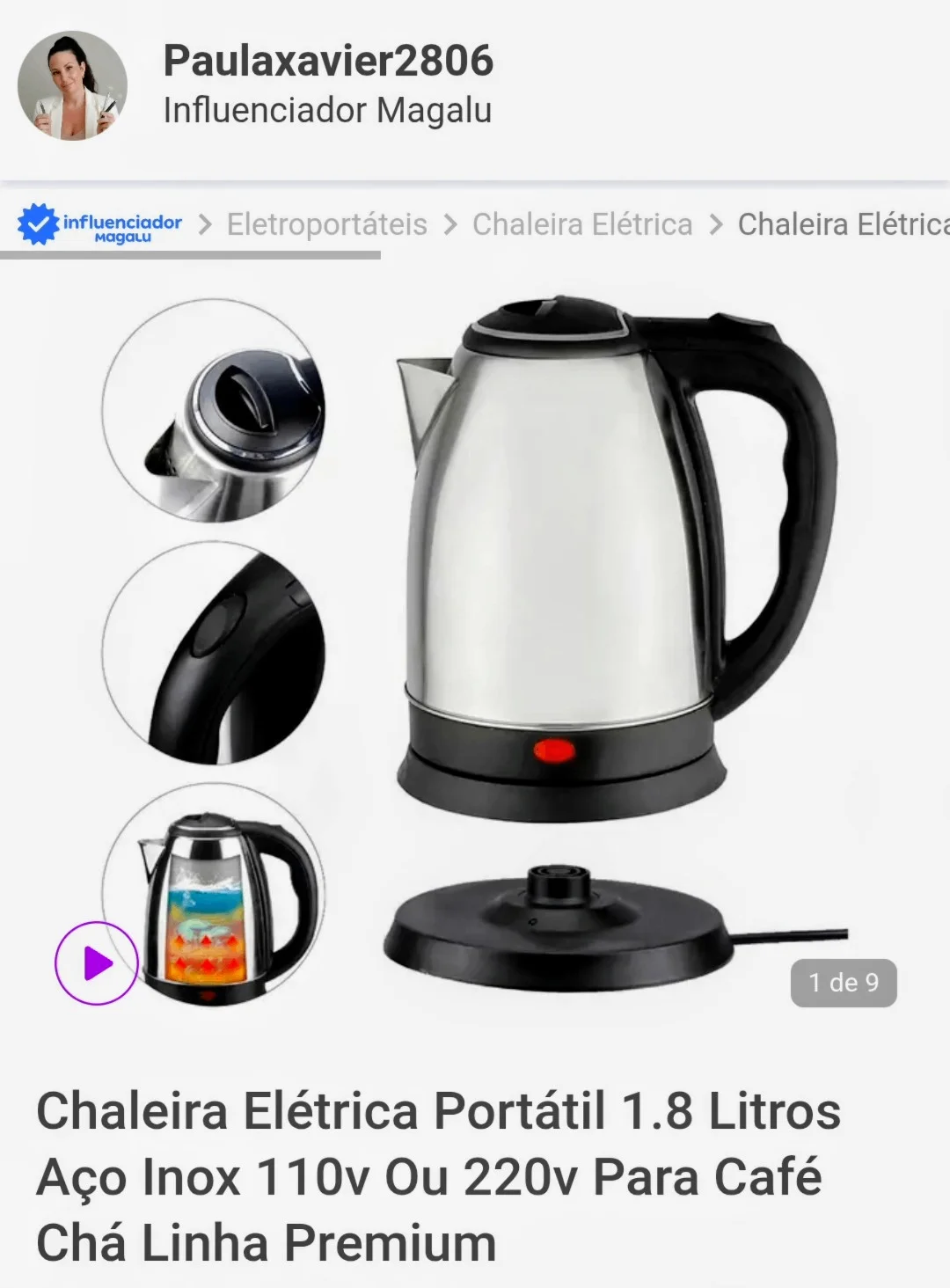 Chaleira elétrica portátil - GARIMPOdapaula - Eletrônicos 