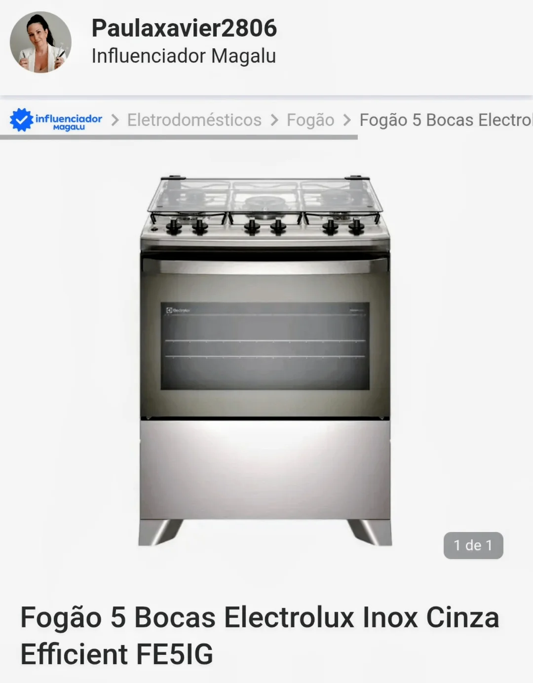 Fogão cinco bocas Electrolux inox cinza - GARIMPOdapaula - Casa