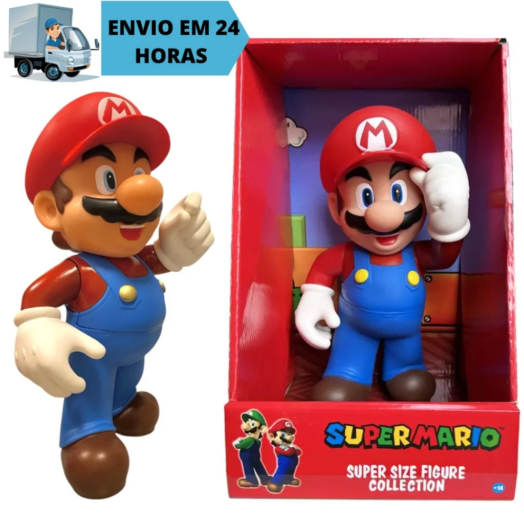 Boneco Super Mario Bros Articulável 23cm Action Figure Colecionável Infantil Vinil Brinquedo - Hub de Ofertas - Geek e Cultura Pop