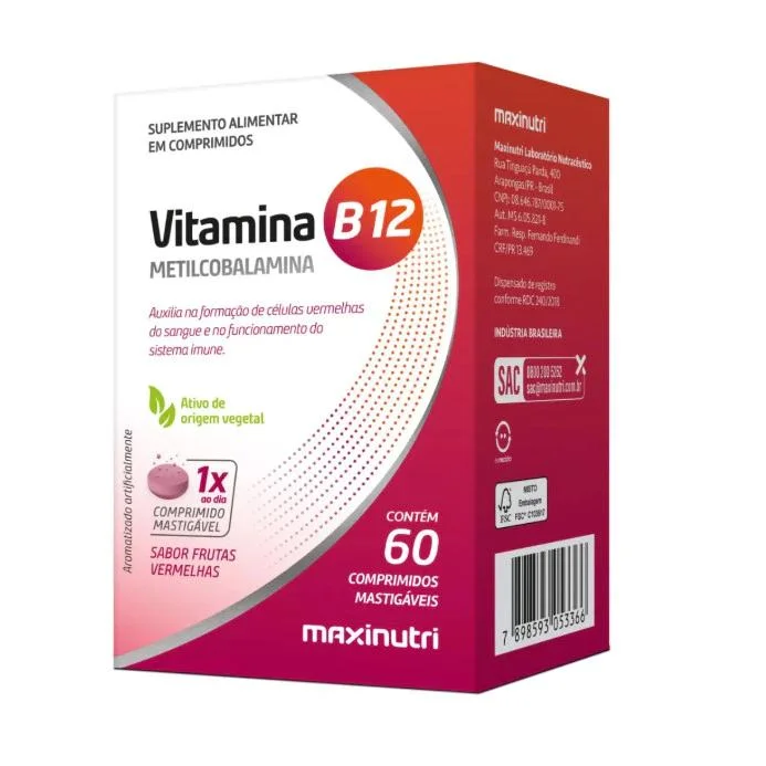 Vitamina B12 Metilcobalamina Mastigáveis (60 Comprimidos) Maxinutri - Ofertas da isla - SUPLEMENTOS E VITAMINAS