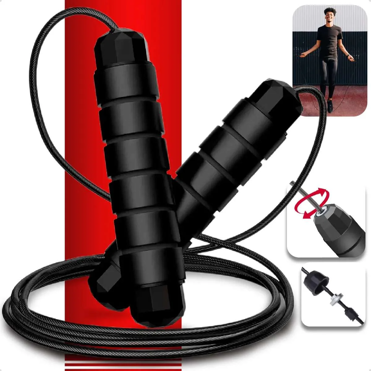 Corda De Pular Cross Speed Rope Rolamento Profissional Fit Homeroarte - OfertasExplosivaseaqui - 💪 Fitness