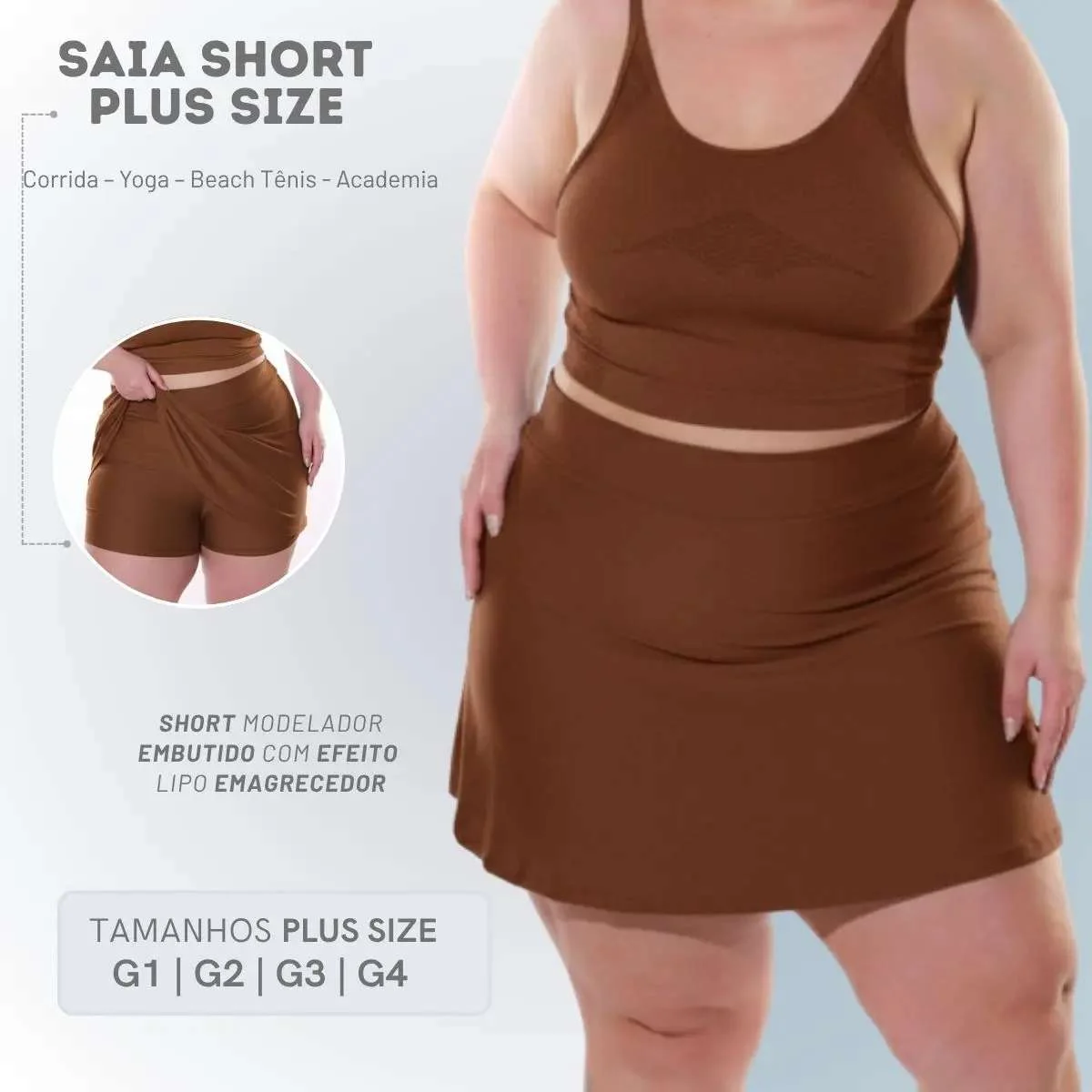 Short Saia Plus Size Academia Corrida Com Bermuda Embutida - OfertasExplosivaseaqui - 💪 Fitness