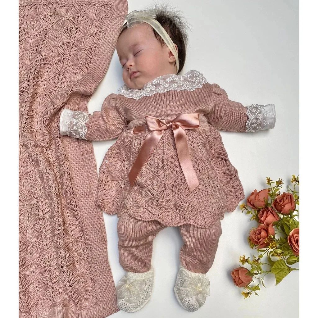 Saída de Maternidade Menina Tricot 6 Peças – Kit Completo Bebê Recém-Nascida Luxo - Vitrine dos Achados - 👶 Maternidade