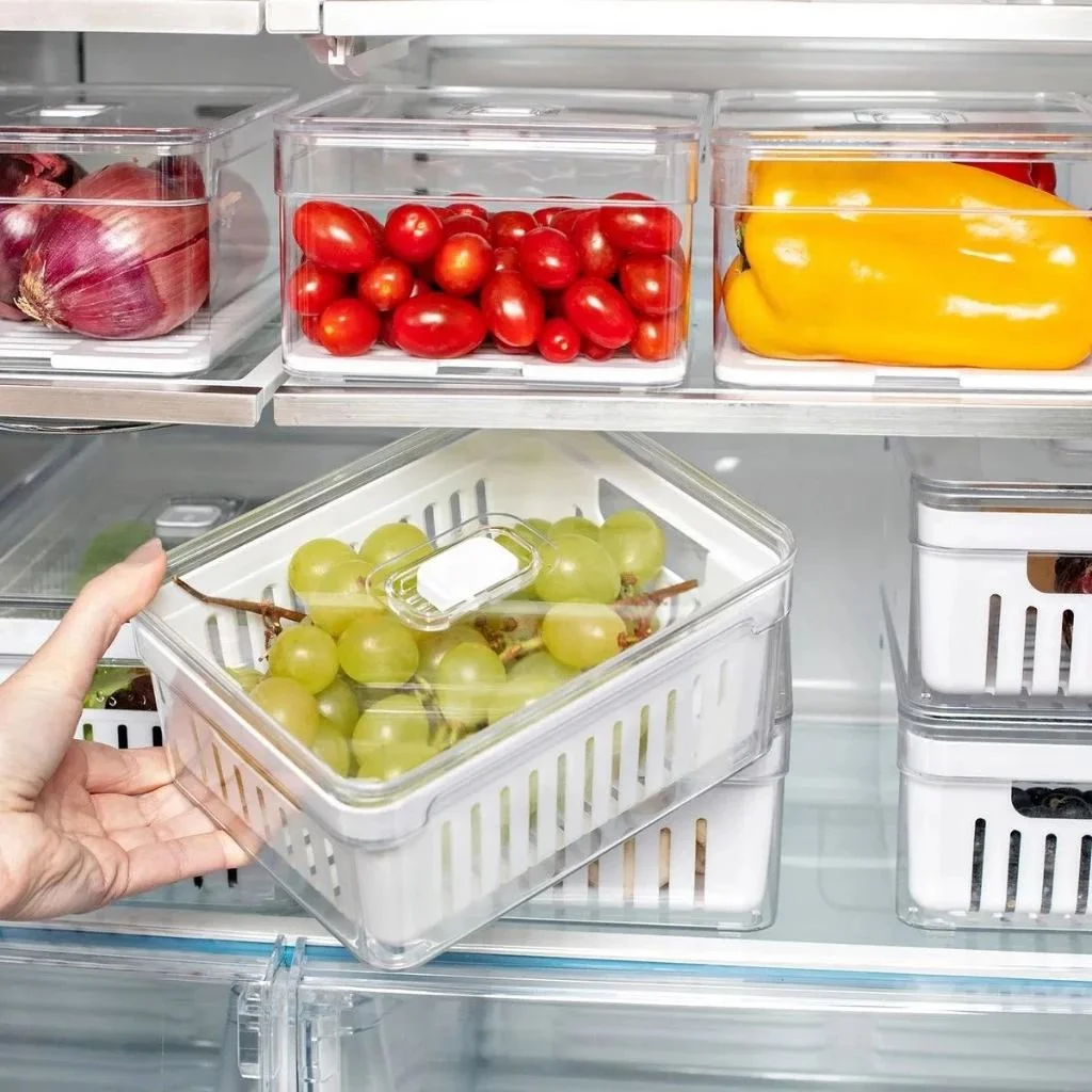 kit 4 Organizadores Geladeira Acrilico 2,2l Cesto Alimentos Vegetais Cozinha - Vitrine dos Achados - 🏠 Casa