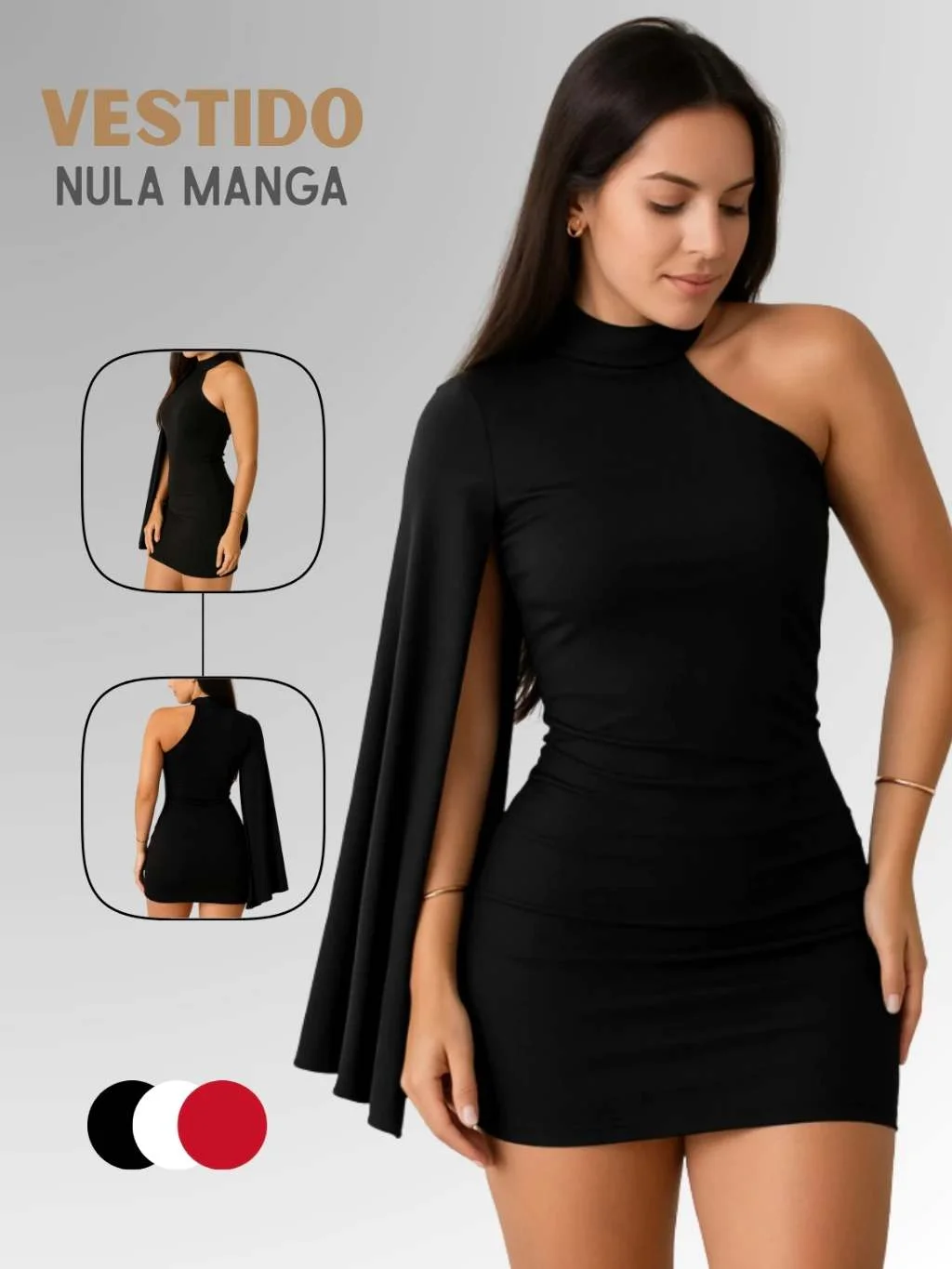 Vestido Curto Nula Manga Lateral Suplex Premium Moda Gringa Patyshow - Vitrine dos Achados - 👗 Moda Feminina