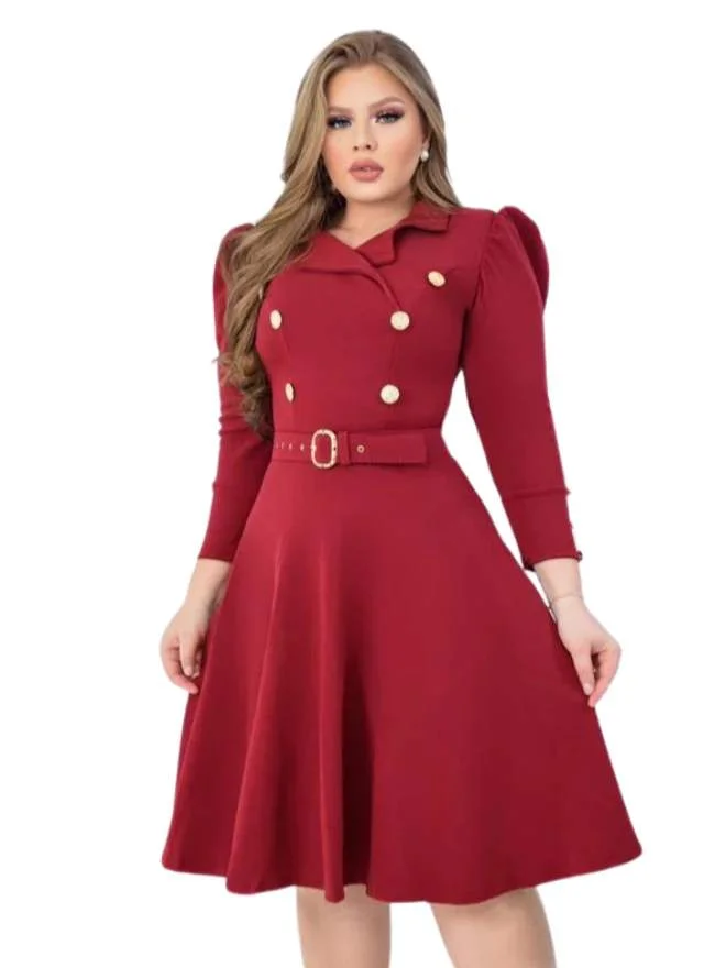 Vestido Evangélico Mídi Godê Manga bufante Festa Casamento - Vitrine dos Achados - 👗 Moda Evangélica