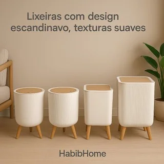 Lixeira Decorativa Moderna | 8L e 9L com Tampa Click Bambu e Pés Simulam Amadeirado Design Clean - Vitrine dos Achados -  ✨ Utilidades