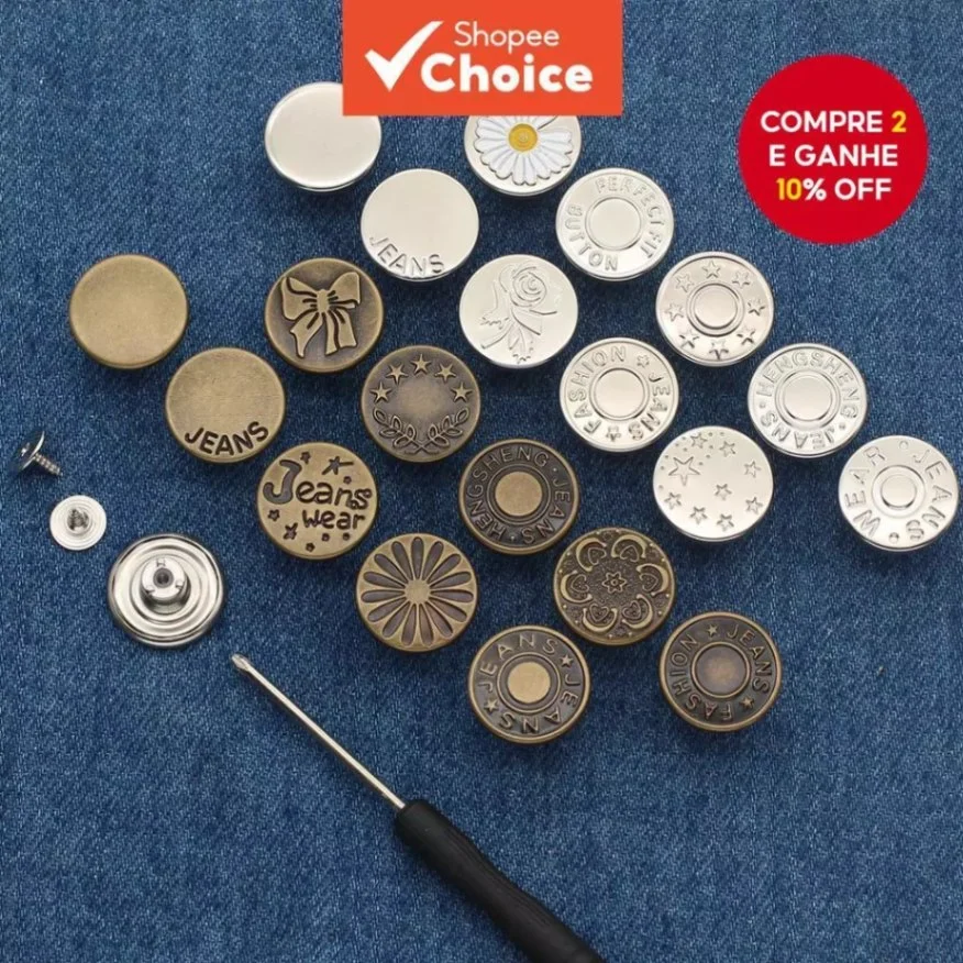 kit Botao Jeans 17mm Metal Sem Costura Reparo Calça - Vitrine dos Achados - 🔥 Achadinhos 